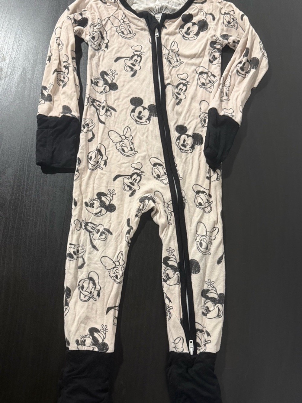 Sunset Baby Co Bamboo Cream and Black Disney Character Pajamas